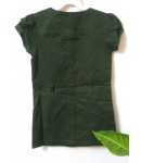 Half  Sleeve Cotton Plain Midi Dress, Knee Length, Girl Kids, Children Wear, Color: Olive Green, 100% Cotton